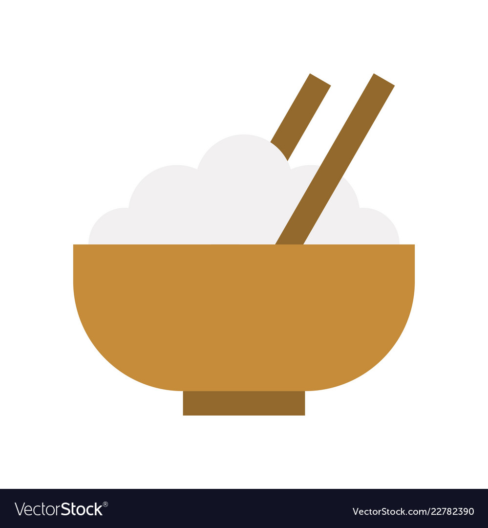 Bowl of rice and chopstick food gastronomy Vector Image