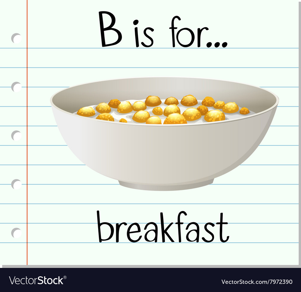 Flashcard letter b is for breakfast