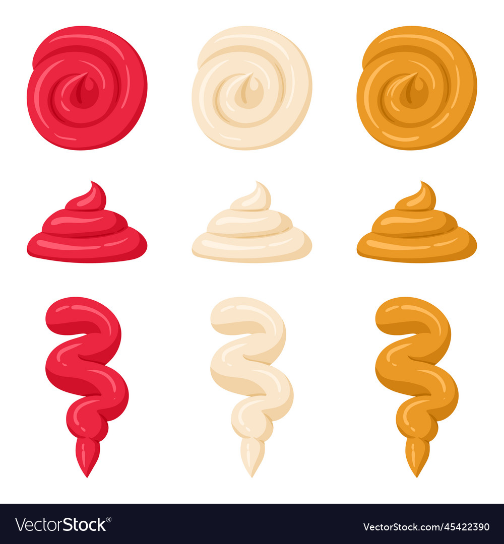 Mayo ketchup and mustard stains cartoon sauce Vector Image
