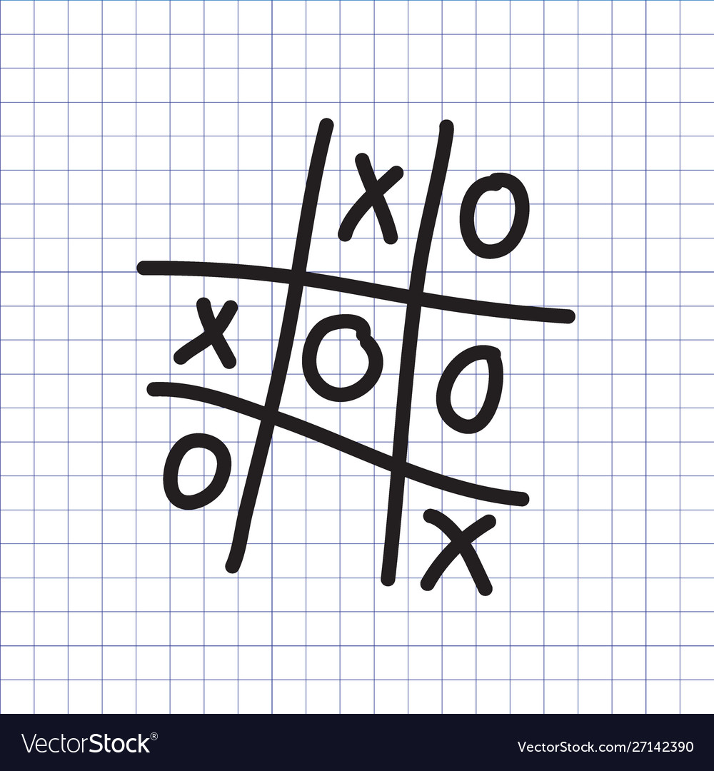 Tic Tac Toe Jogo Desenhado à Mão Num Vetor Com Textura De Papel Branco  Ilustração do Vetor - Ilustração de desafio, grade: 166490670