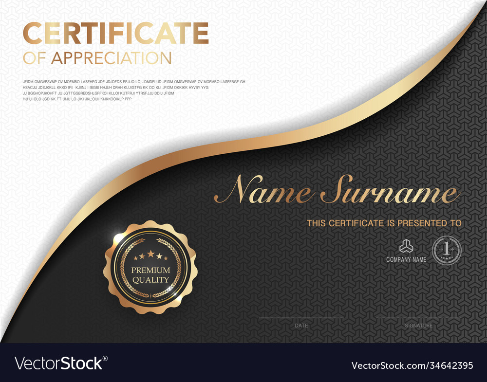 Certificate template black and gold luxury style Vector Image