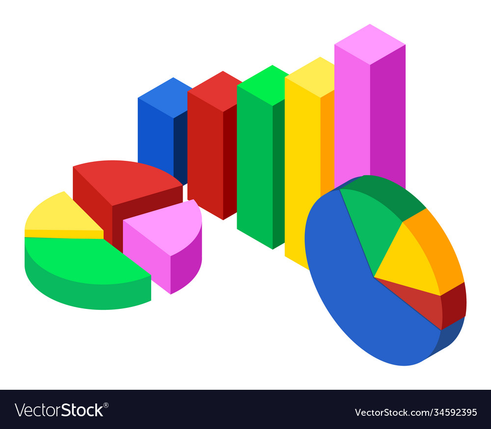 Colorful 3d pie diagram pie chart digital Vector Image