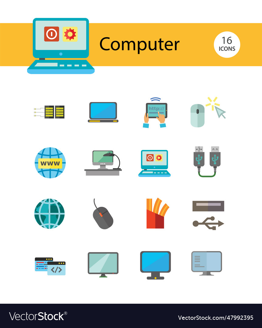 Computer icon set Royalty Free Vector Image - VectorStock