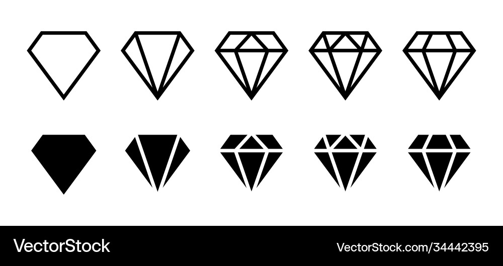 Diamond icon big collection quality diamonds Vector Image