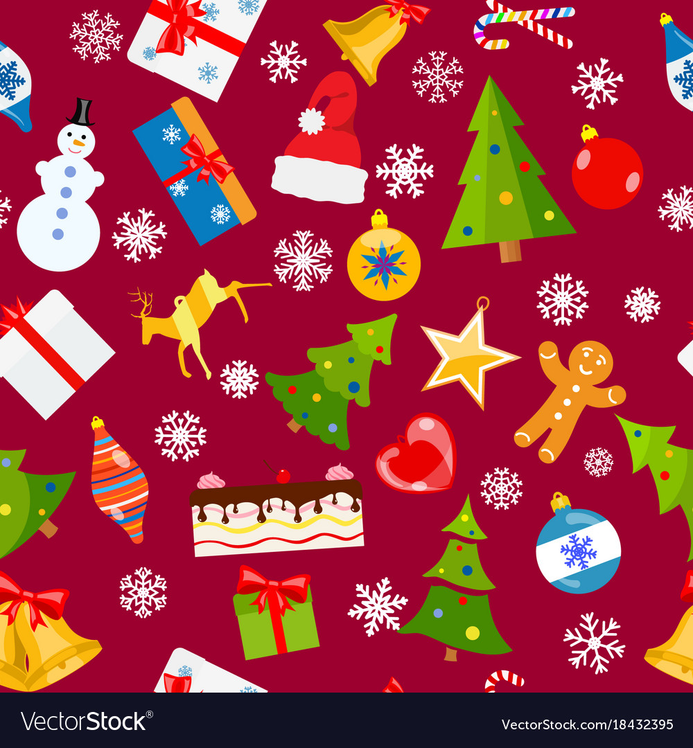 Seamless pattern christmas symbols Royalty Free Vector Image