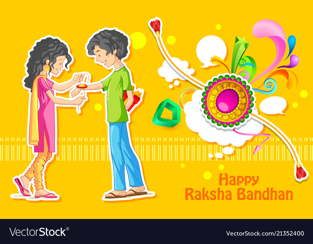 Brother And Sister Tying Rakhi On Raksha Bandhan Vector Image