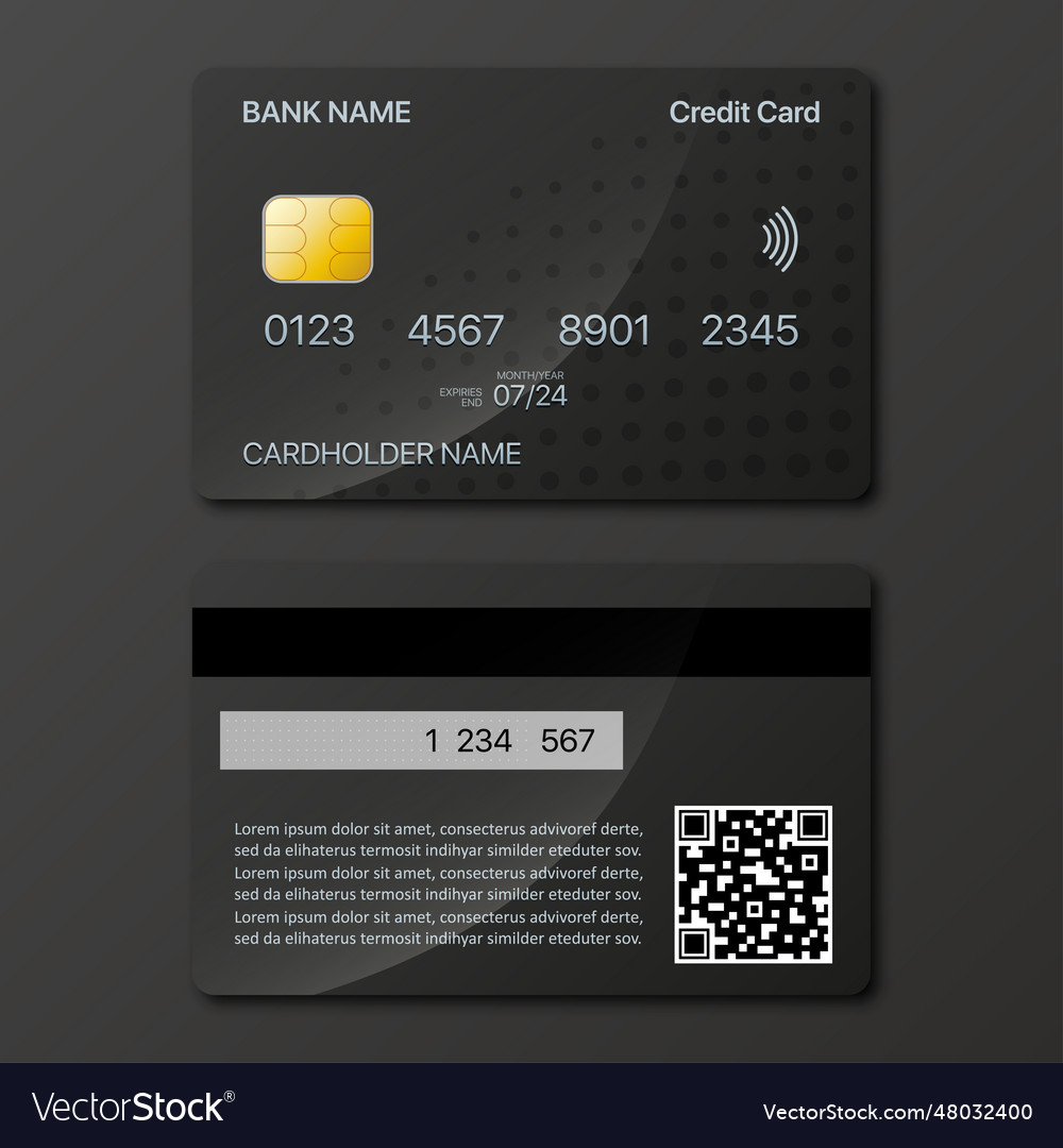 Credit cards mockup design front and back Vector Image