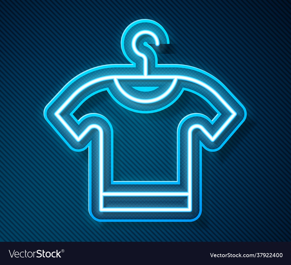 Glowing Neon Line T Shirt Icon Isolated On Blue Vector Image