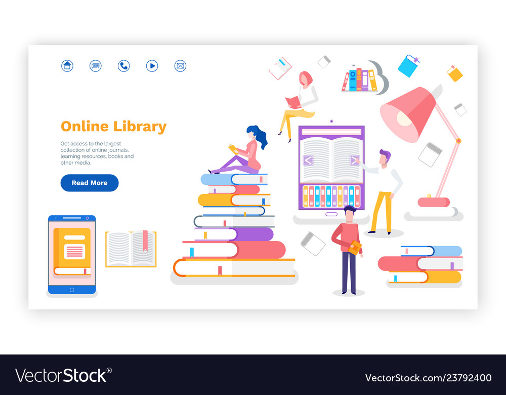 Download Online library access to books printed materials Vector Image