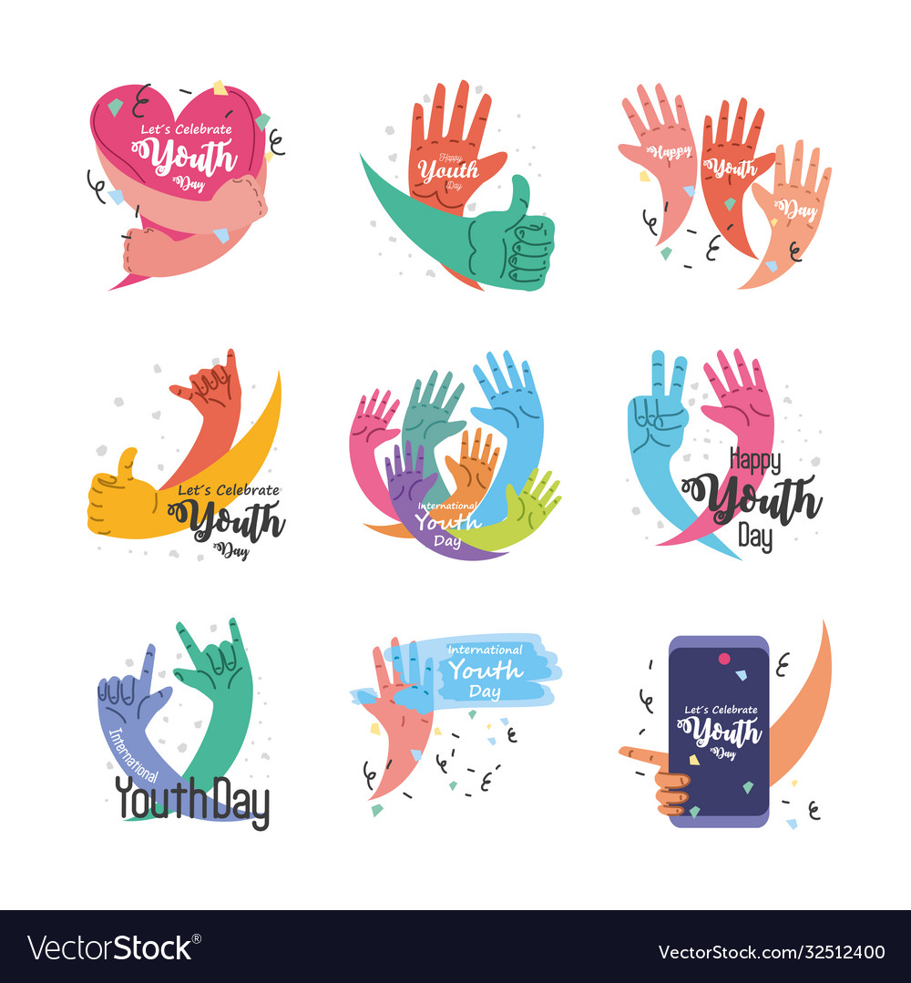 Set symbol international youth day Royalty Free Vector Image