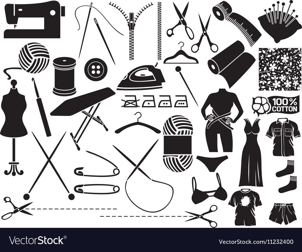 Sewing Icon Set Royalty Free Vector Image Vectorstock