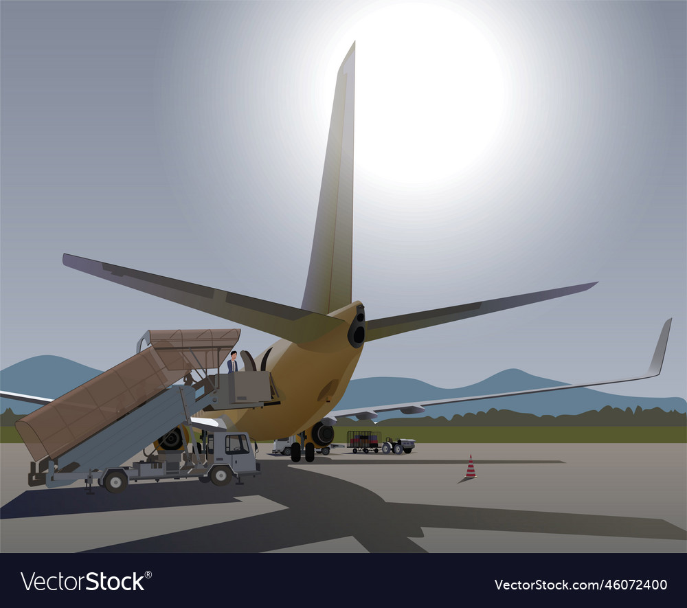 Tail of the plane at airfield great sun vector image Tail of the plane at airfield great sun
