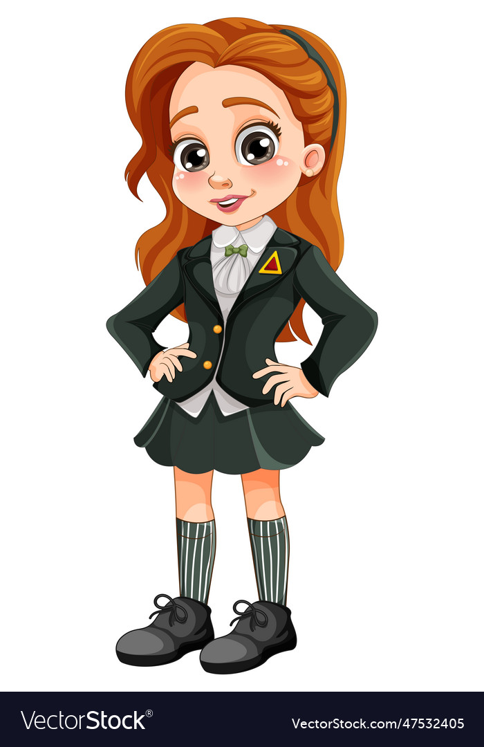 Girl in student uniform cartoon Royalty Free Vector Image