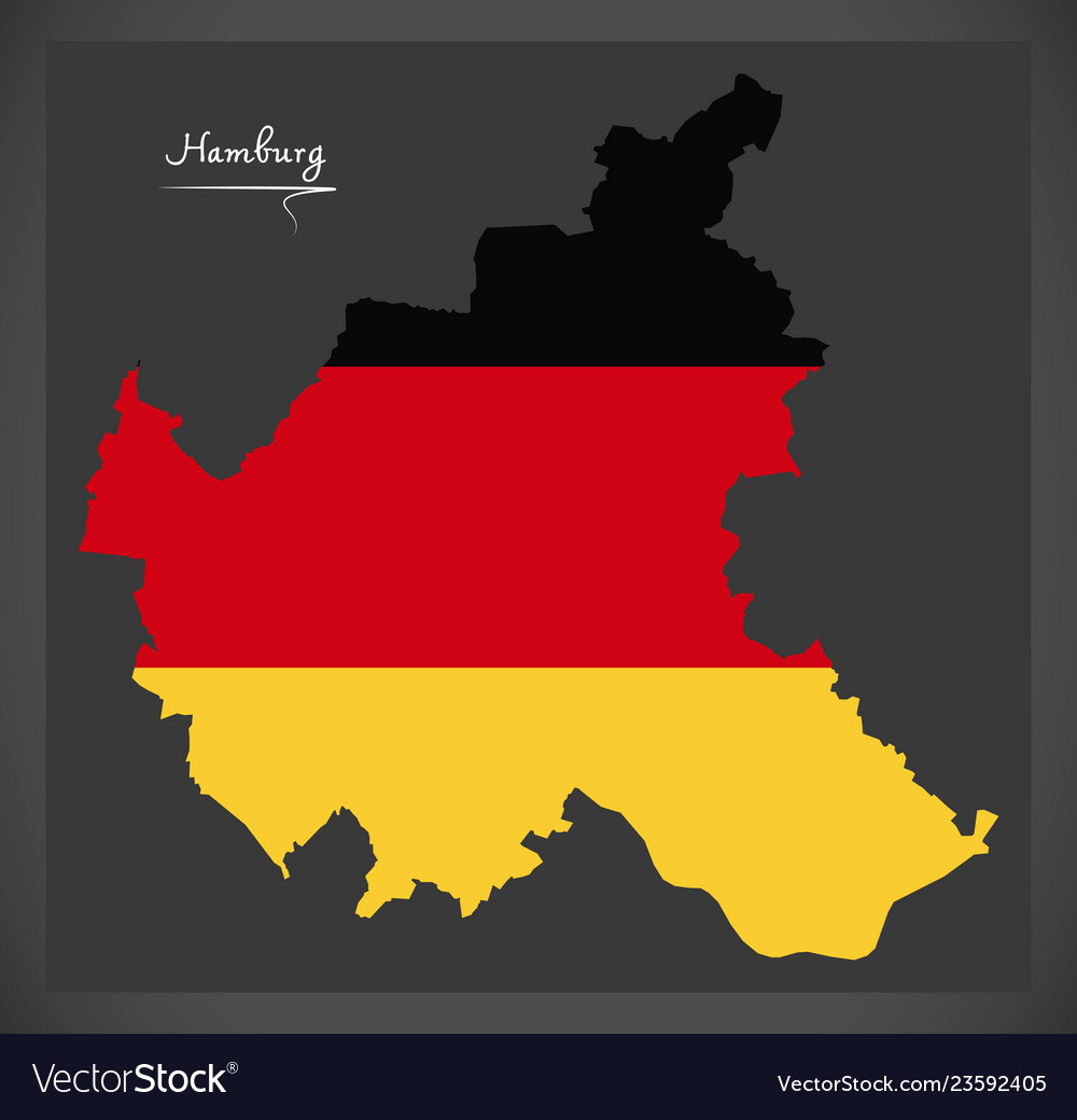 Hamburg map with german national flag