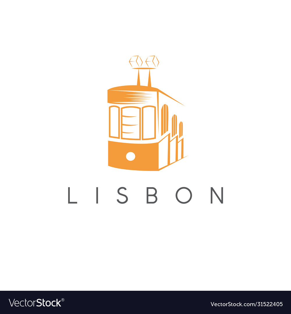 Lisbon portugal tram landmark design template Vector Image