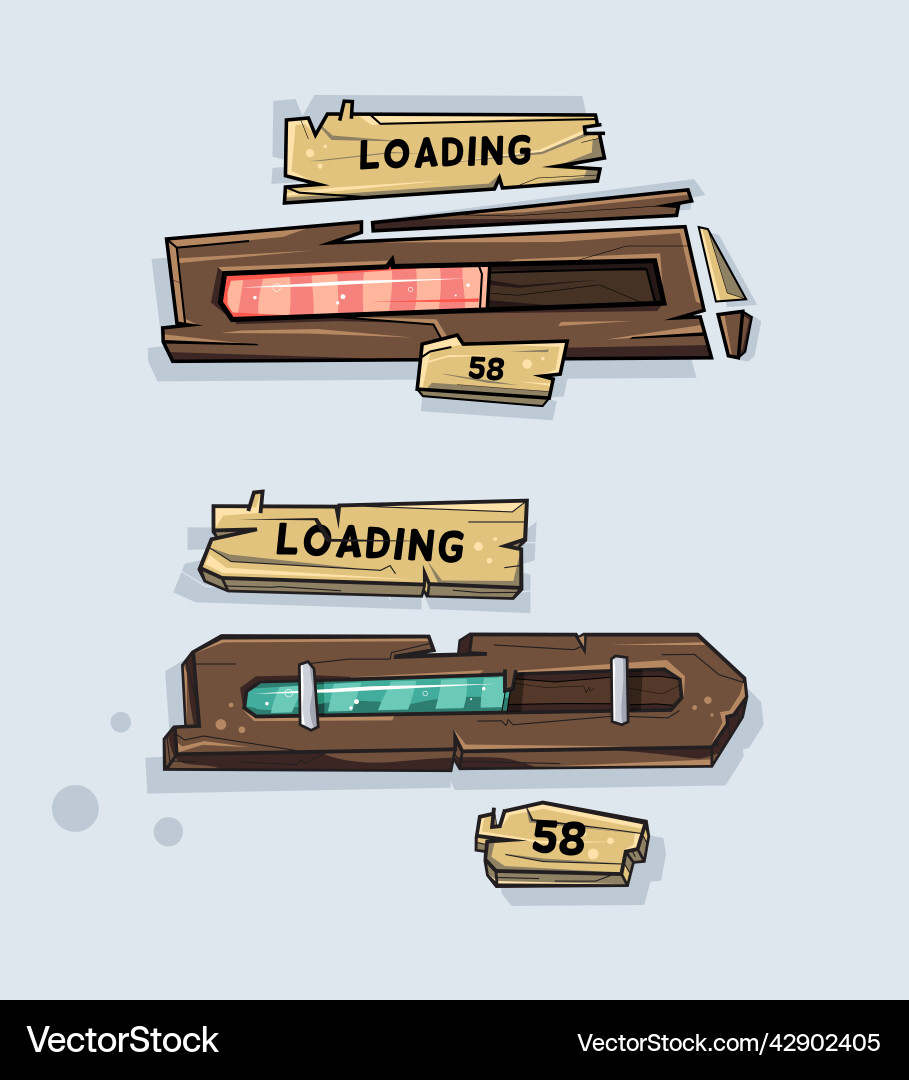 Wooden loading bar navigation Royalty Free Vector Image