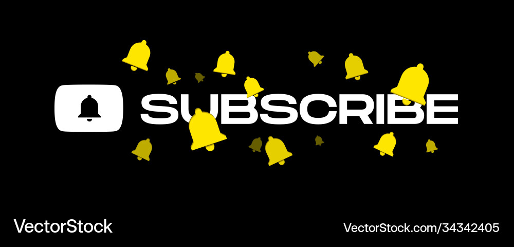 Youtube subscribe title with flying bells Vector Image