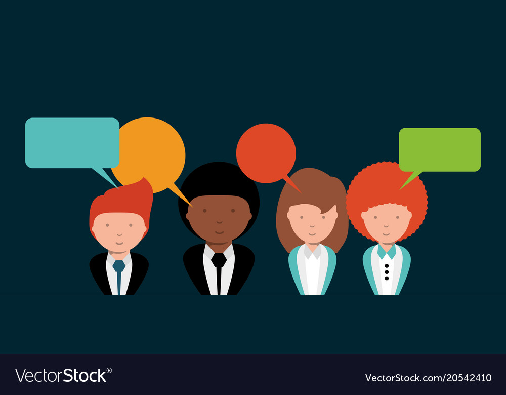 Businesspeople With Speech Bubbles Royalty Free Vector Image