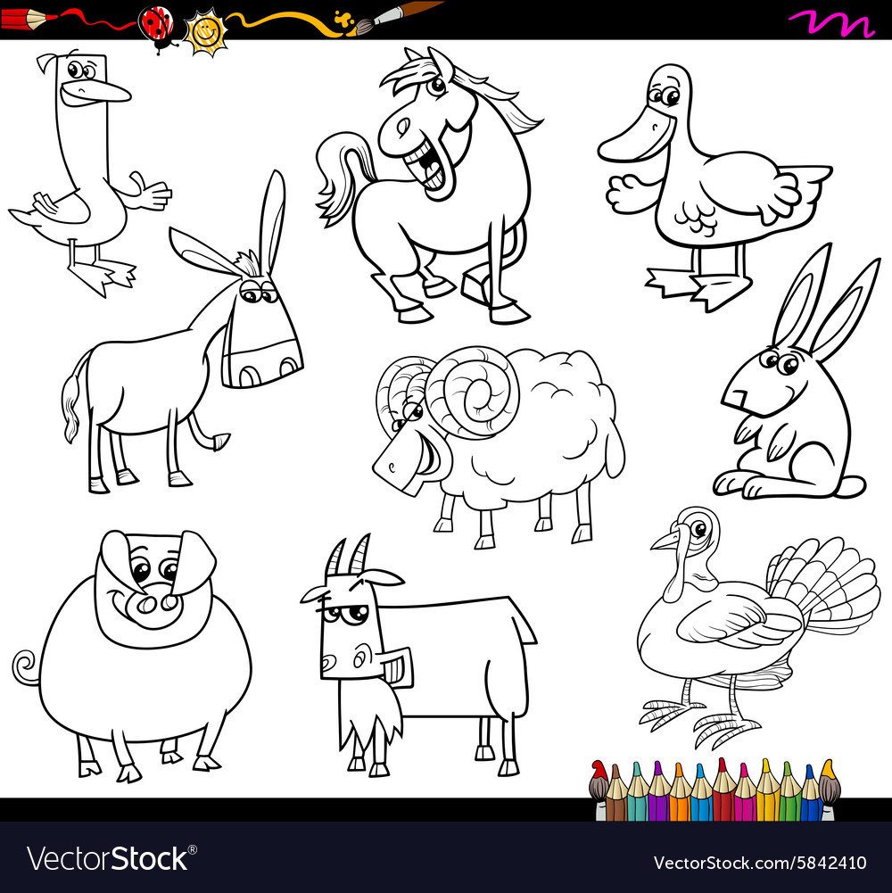 Download Farm Animals Coloring Book Royalty Free Vector Image