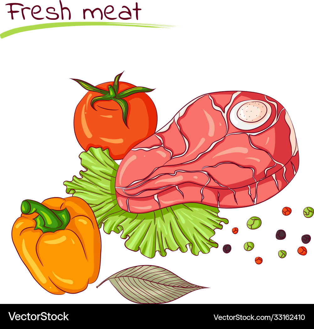 Fresh meat and vegetables Royalty Free Vector Image