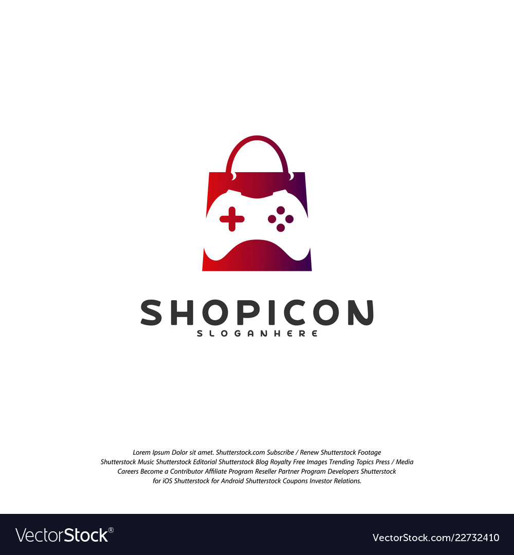 Gaming store logo game shop template design Vector Image