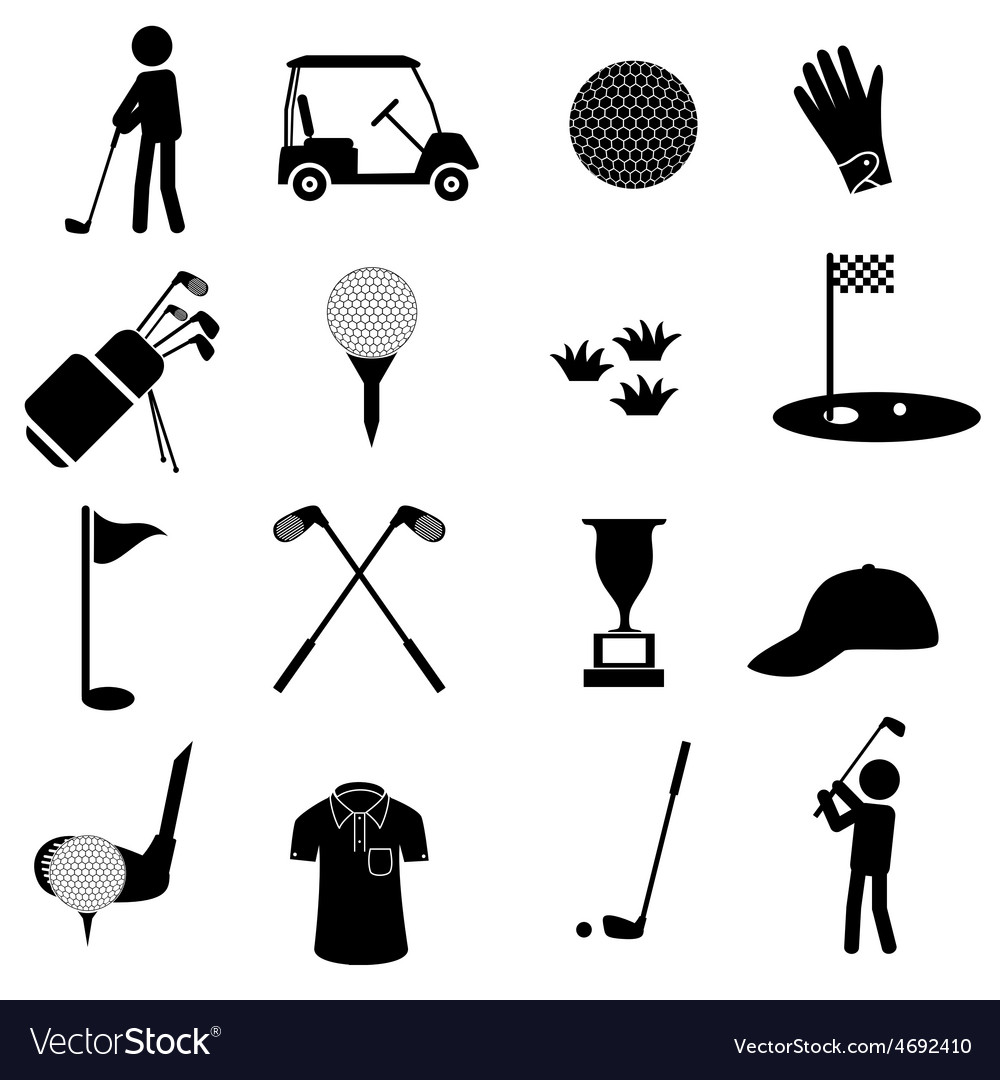 Download Golf sport simple black icons set eps10 Royalty Free Vector