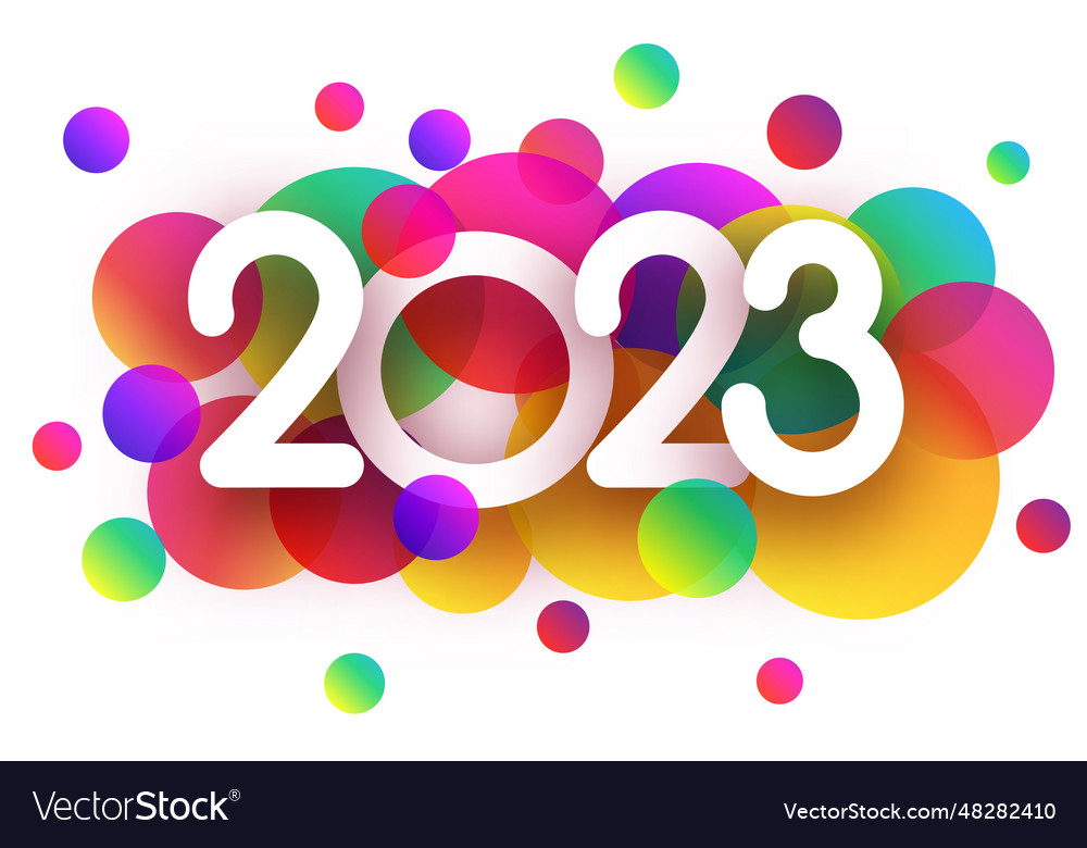 White paper 2023 sign on colorful round spot Vector Image