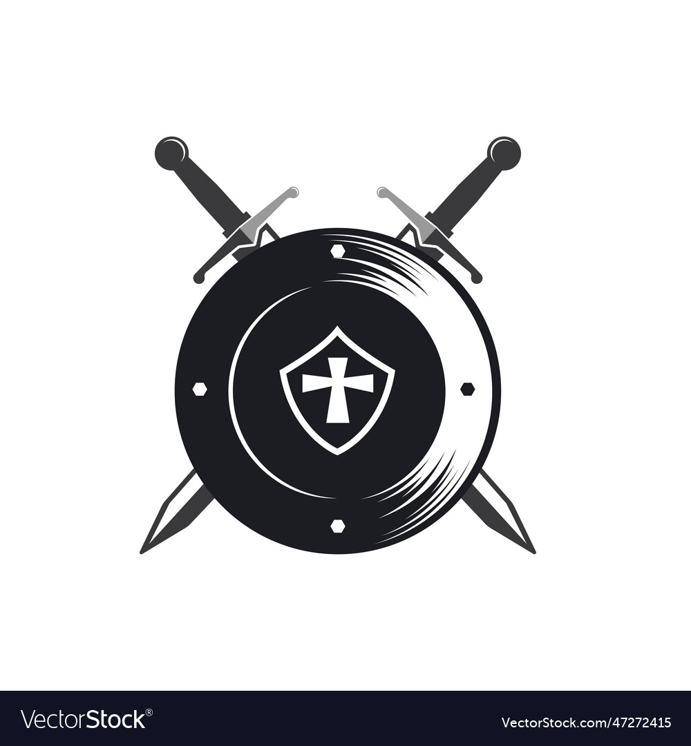 Black war shield and sword icon element concept Vector Image