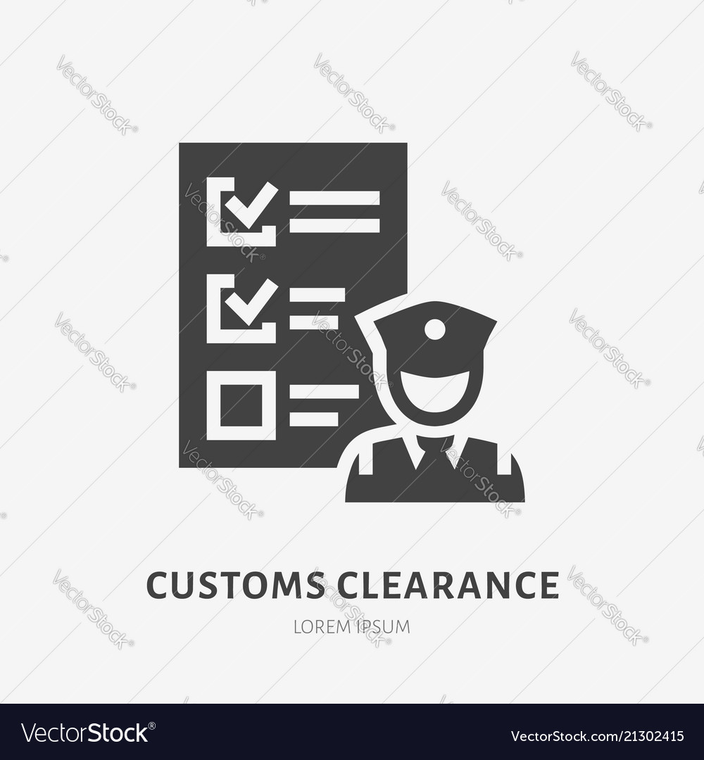 Customs clearance flat glyph icon policeman Vector Image