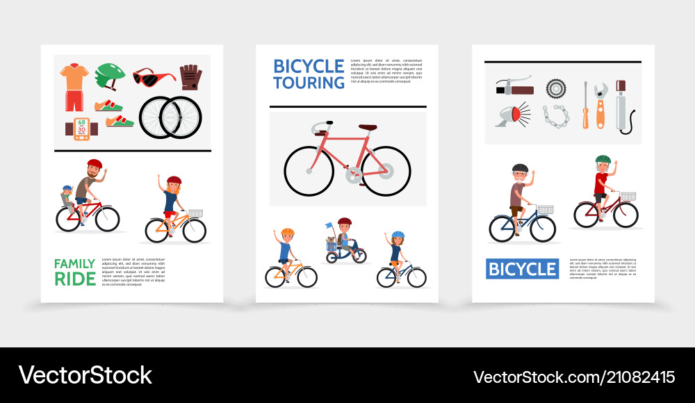 Flat bicycle posters Royalty Free Vector Image