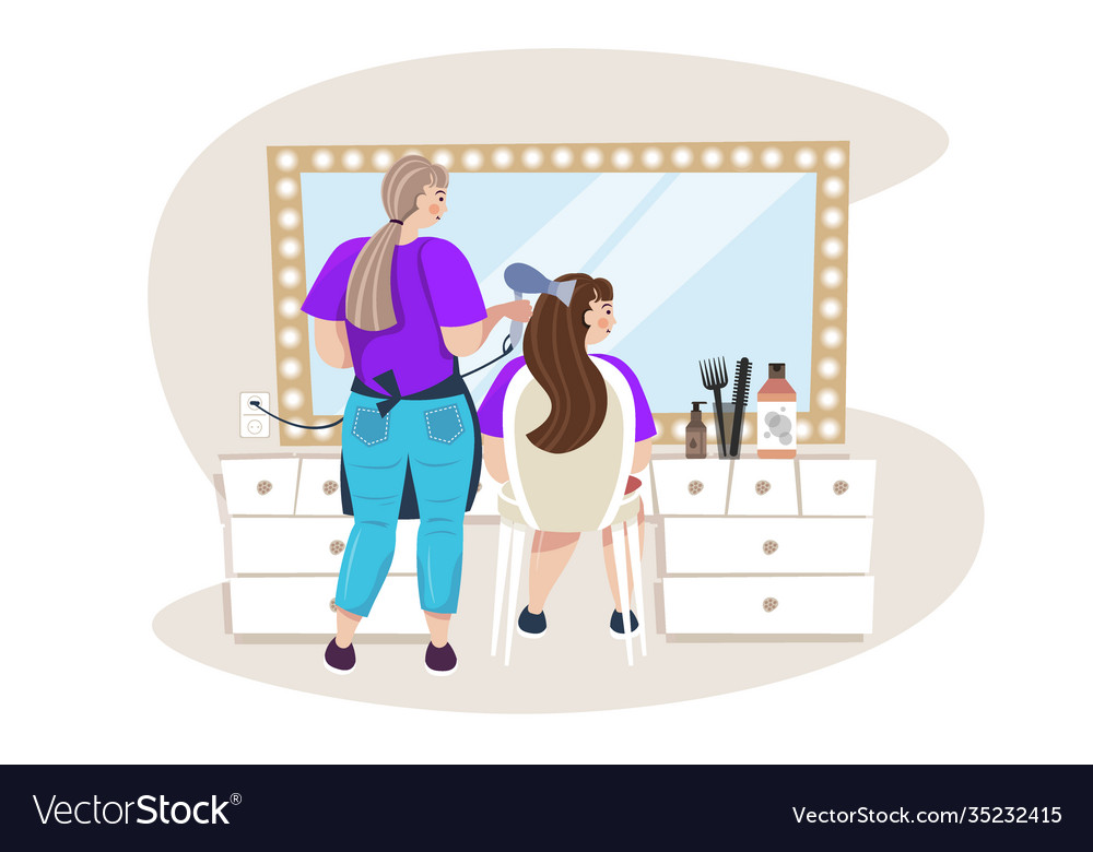 Hairdresser using hair dryer making hair style Vector Image Hairdresser using hair dryer making hair style Vector Image