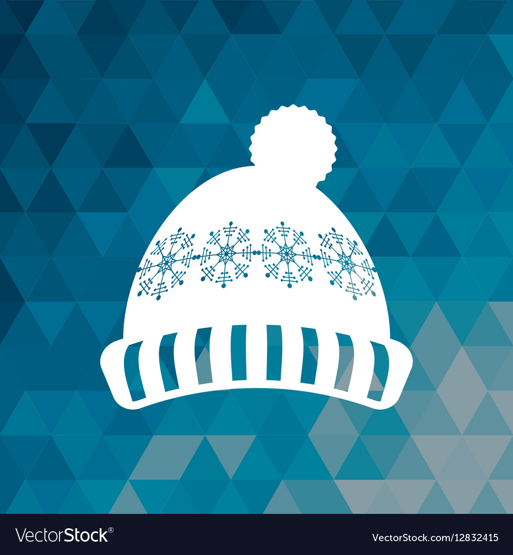 Knitted cap winter blue abstract background Vector Image