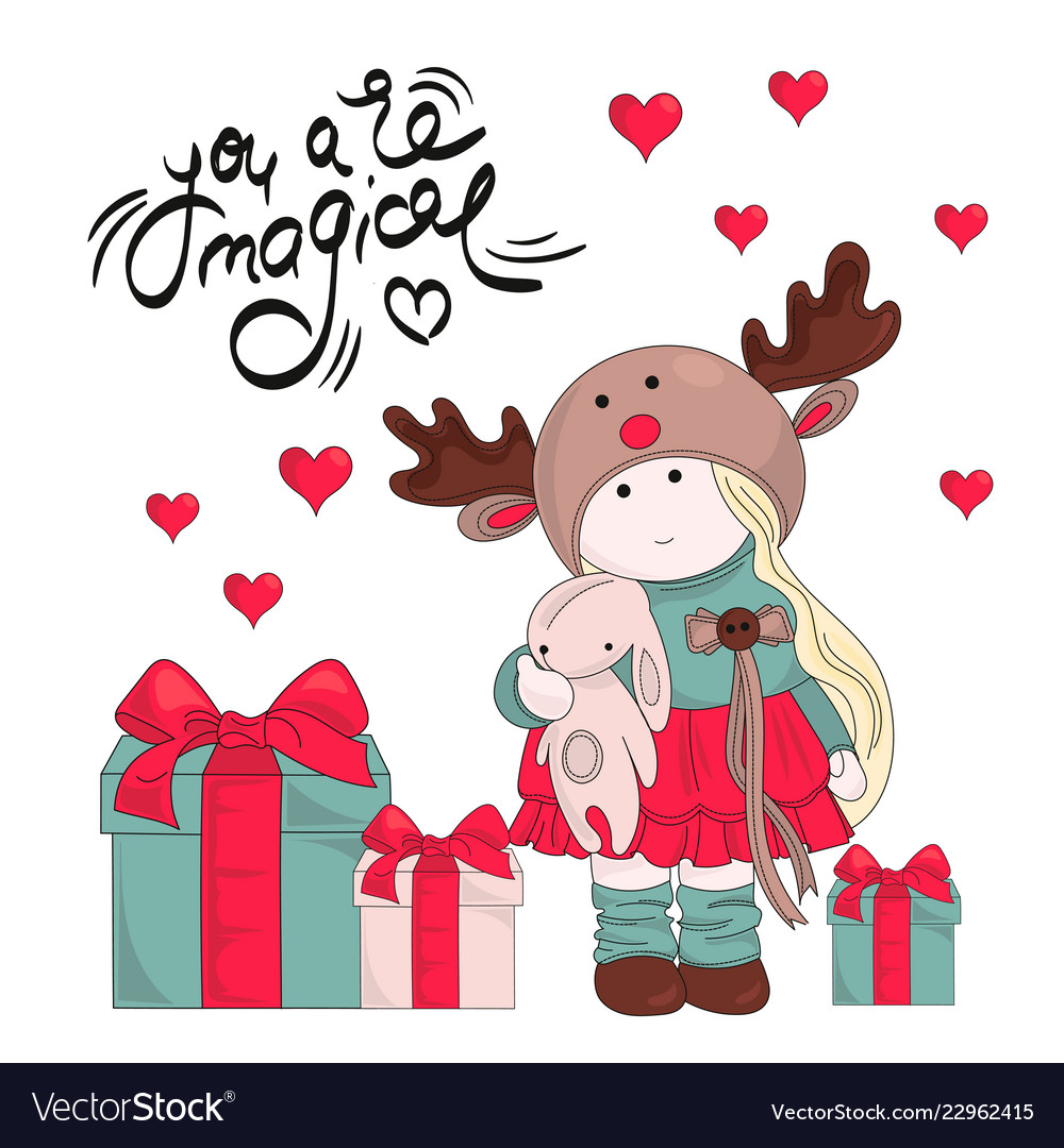 Magic gifts merry christmas color Royalty Free Vector Image