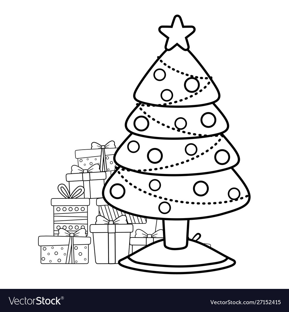 Merry christmas pine tree design Royalty Free Vector Image