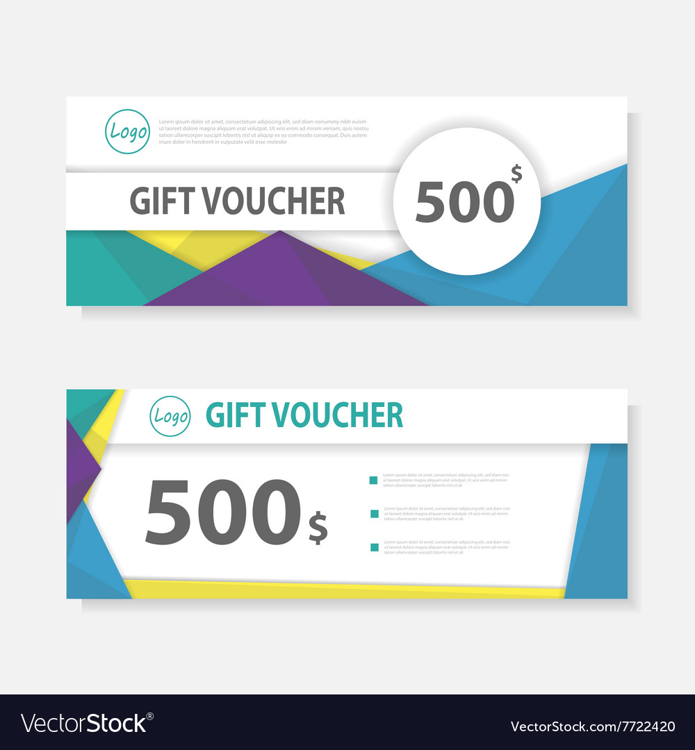 colorful gift voucher template layout design set vector image voucher layout