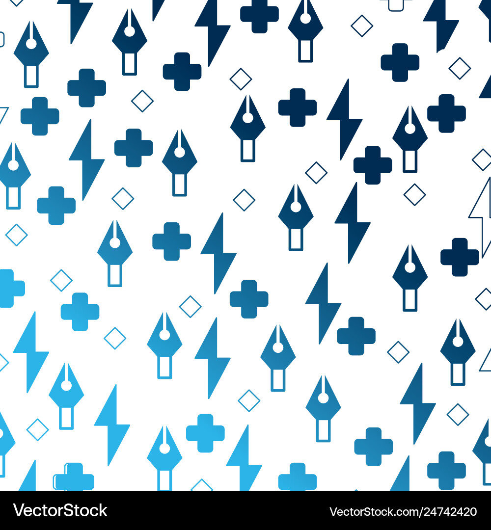 Fountain pen with thunderbolt and plus sign Vector Image