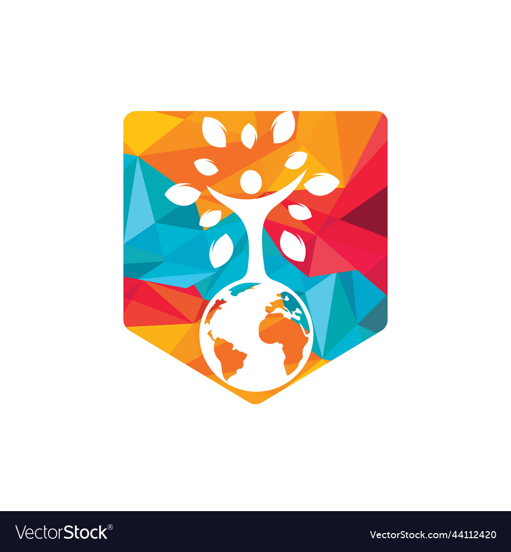 Global human tree logo design template