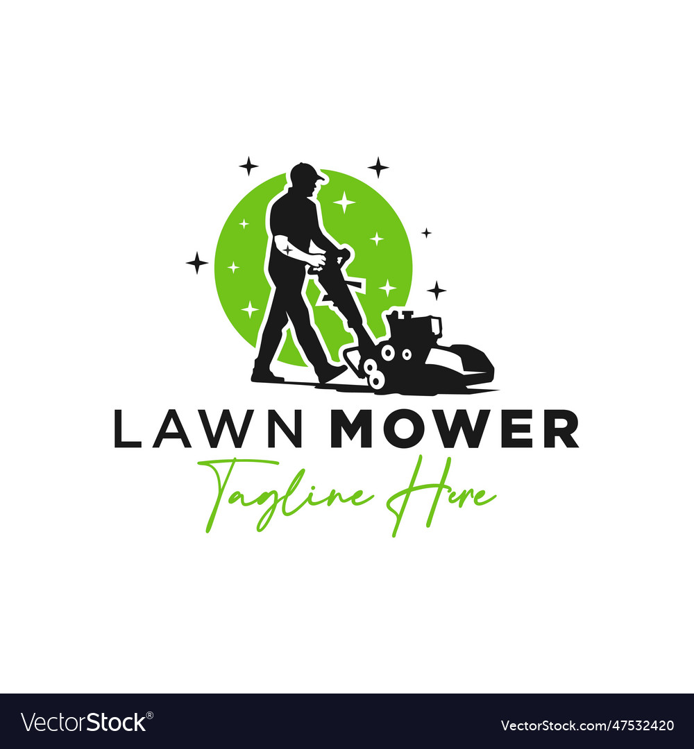 Logo of person mowing golf course grass Royalty Free Vector