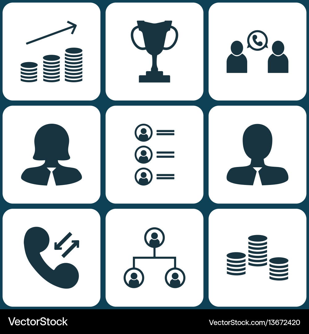 Set of 9 management icons includes cellular data Vector Image