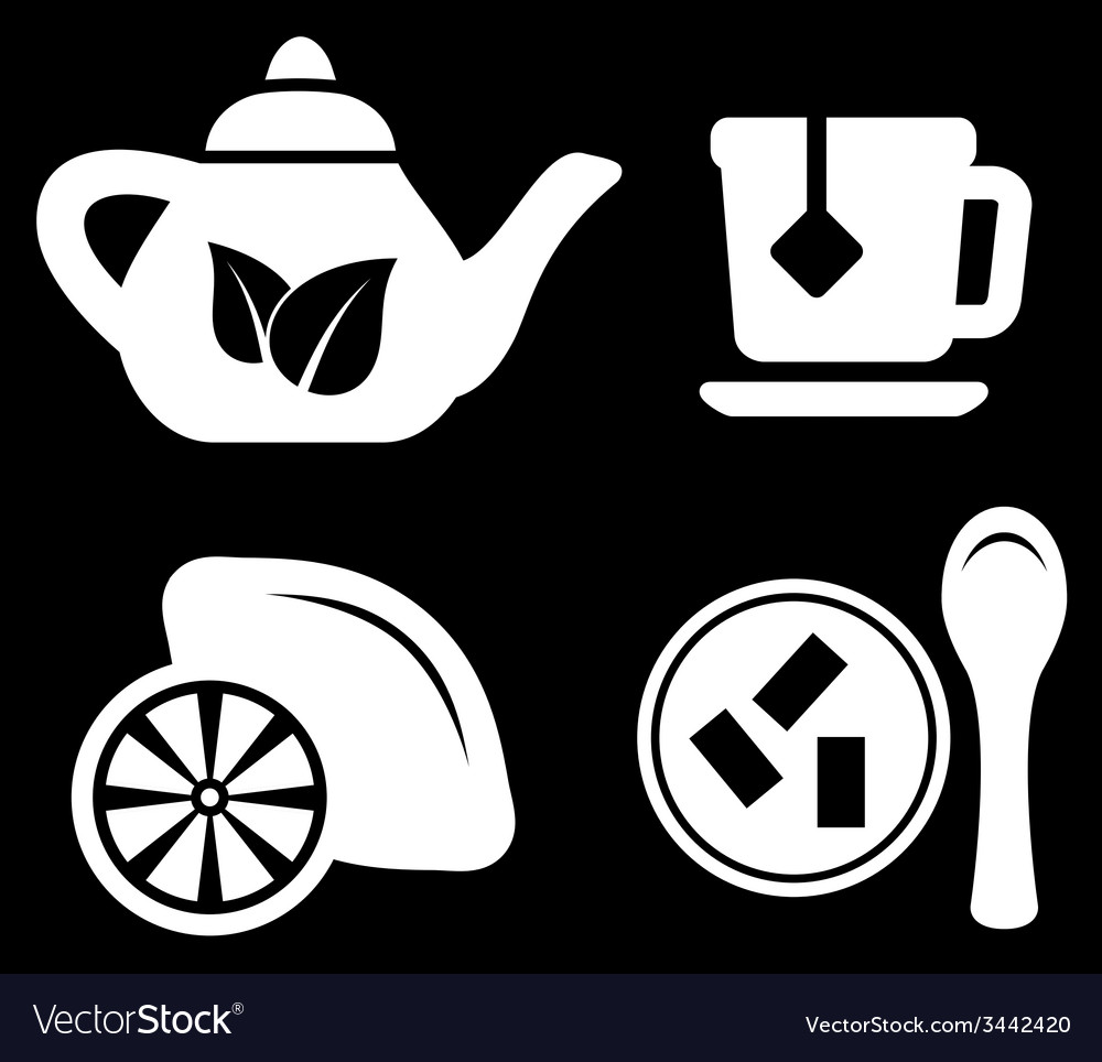 Set white tea objects Royalty Free Vector Image