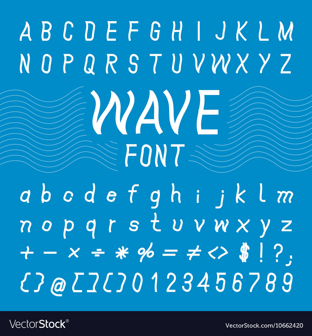 Wave font design alphabet Royalty Free Vector Image