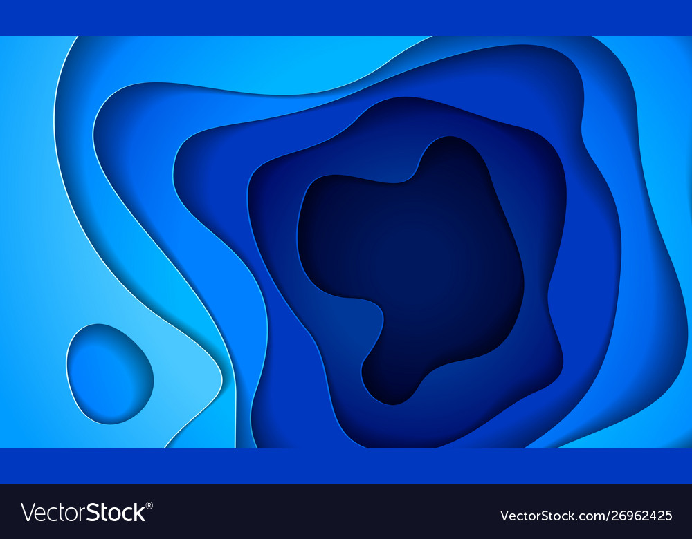 3d abstrakt blauer Hintergrund mit Papierschnitt Formen