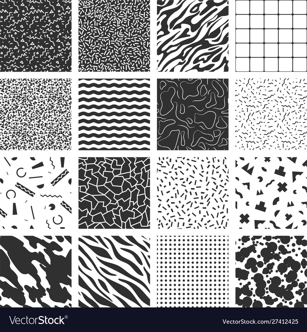 Collection retro memphis patterns Royalty Free Vector Image