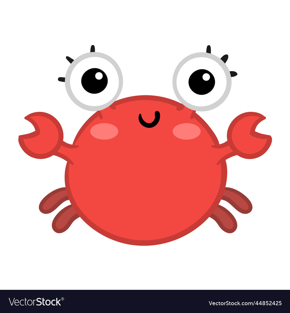 Funny cartoon crab colorful red crab character Vector Image