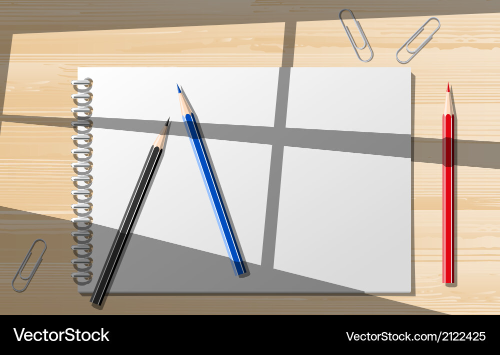 Paper notebooks with stationery Royalty Free Vector Image