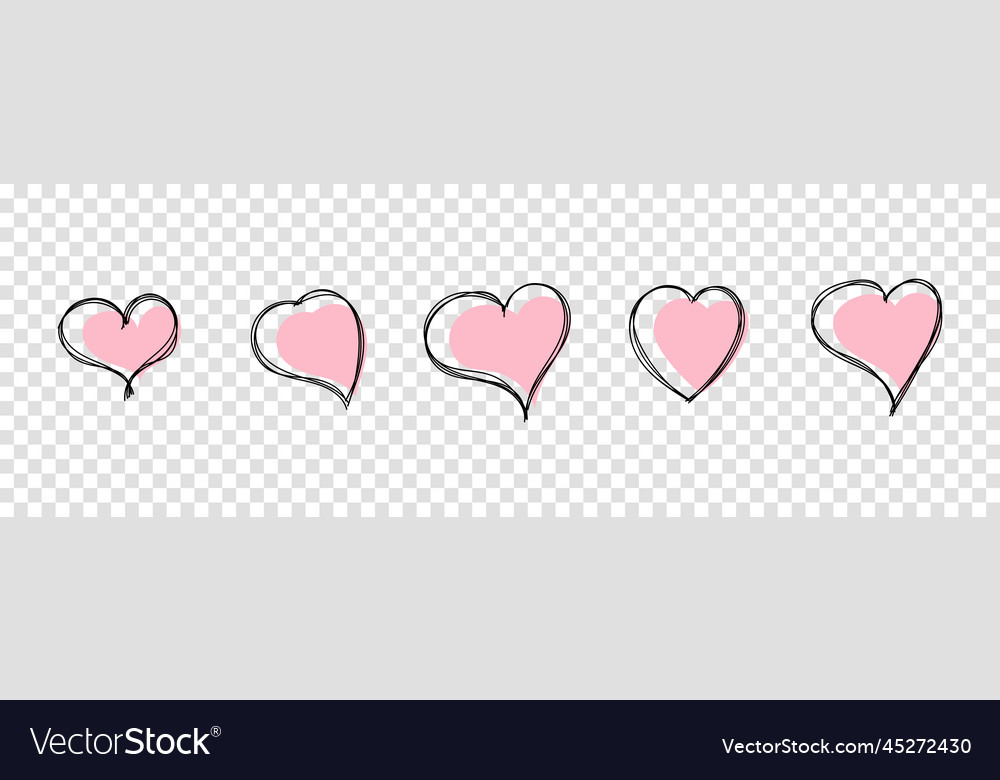 Hand Drawn Hearts Love Symbol Royalty Free Vector Image