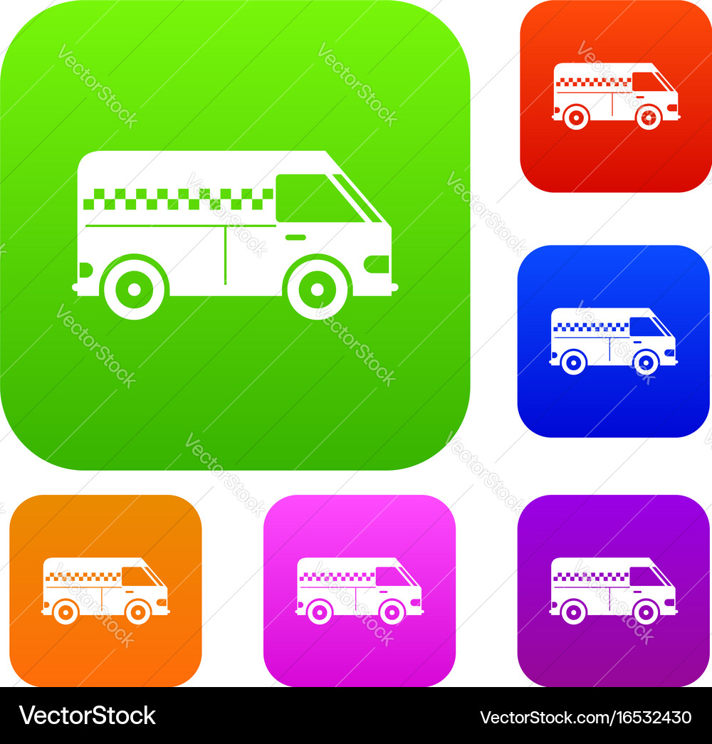 Minibus taxi set collection Royalty Free Vector Image