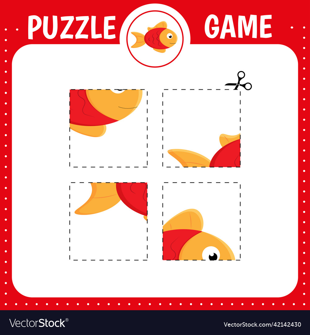 Puzzle game for kids fish Royalty Free Vector Image
