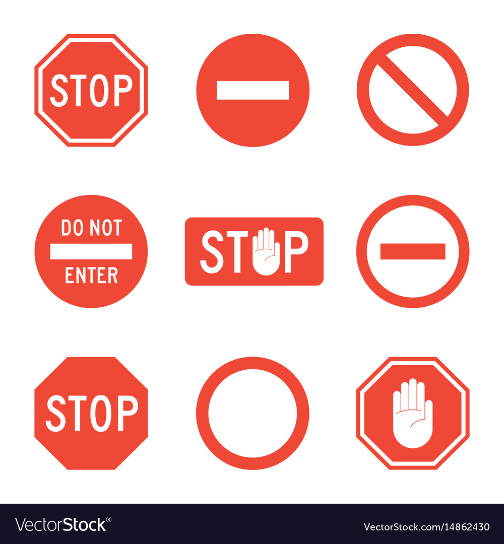 Stop signs set Royalty Free Vector Image - VectorStock