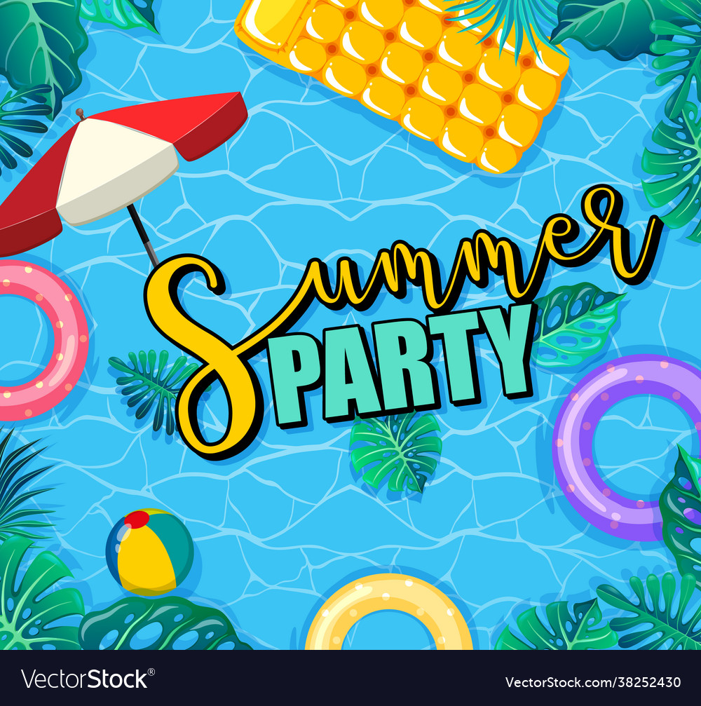 Summer party text banner with beach elements Vector Image